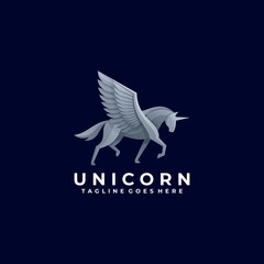 Vector Logo Illustration Unicorn Gradient Colorful Style.