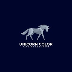 Vector Logo Illustration Unicorn Gradient Colorful Style.