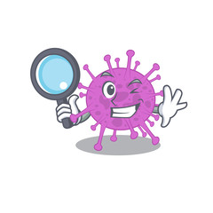 Smart Detective of avian coronavirus mascot design style with tools