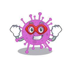 Naklejka premium A cartoon character of avian coronavirus performed as a Super hero