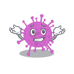 A picture of grinning avian coronavirus cartoon design concept