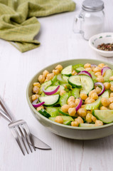 Salad raw vegetables with chickpeas