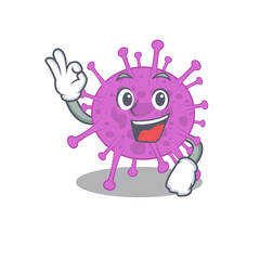 Avian coronavirus mascot design style with an Okay gesture finger