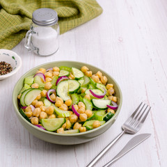 Salad raw vegetables with chickpeas
