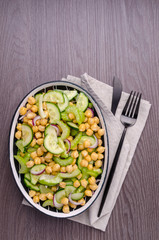Salad raw vegetables with chickpeas