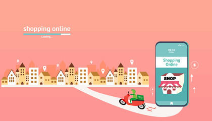 Naklejka premium Shopping banner design. Shopping in vector. Delivery service in vector.