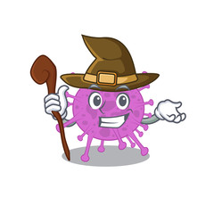 Avian coronavirus sneaky and tricky witch cartoon character