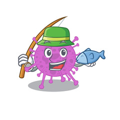 Cartoon design concept of avian coronavirus while fishing