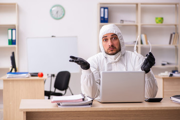 Office worker working in quarantine self-isolation