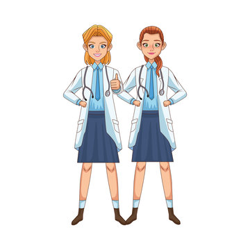 female doctors avatars characters icon
