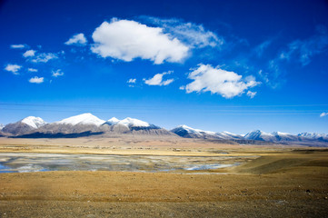 snow covered mountains in tibet