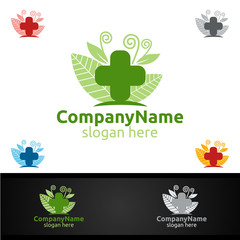 Natural Cross Medical Hospital Logo for Emergency Clinic Drug store or Volunteers Concept