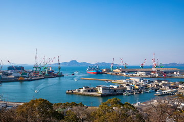 Landscape of industrial area at Marugame city in the Seto Inland Sea ,Kagawa, Shikoku, Japan