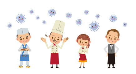 新型コロナウィルスに悩まされる飲食店スタッフ