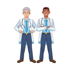 professional interracial doctors staff avatars characters