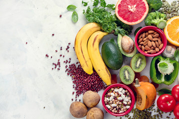 Obraz na płótnie Canvas Healthy foods high in potassium