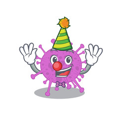 cartoon character design concept of cute clown avian coronavirus