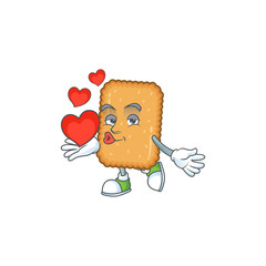 An adorable cartoon design of biscuit holding heart