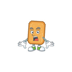 A cartoon design of biscuit showing an amazed gesture