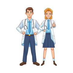 Fototapeta premium professional doctors couple avatars characters