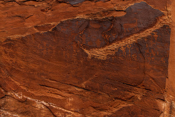Petroglyphs on a rock in Moab Utah