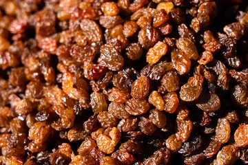 Raisins. Macro. Raisins as background Grape Raisin texture