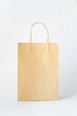 brown craft paper bag on white background