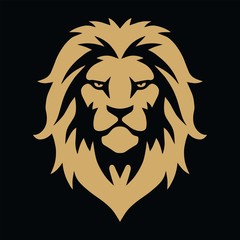Lion Head Gold Golden Logo Vector Template Illustration Design