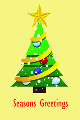 Christmas card with Christmas tree in cream background