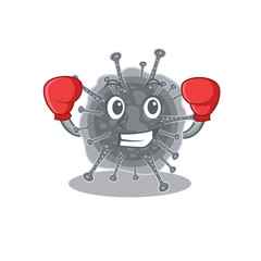A sporty boxing athlete mascot design of articulavirales with red boxing gloves