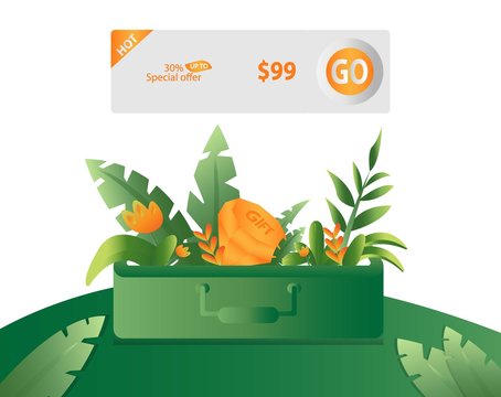 Illustration vector graphic of the design nature flower with a card gift.
Good for a card, coupon gift, ticket gift, voucher gift.