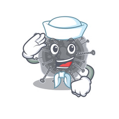 Sailor cartoon character of articulavirales with white hat