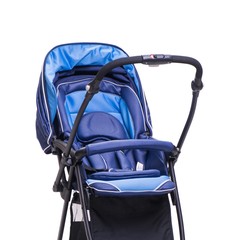 Blue pushchair isolated on white background