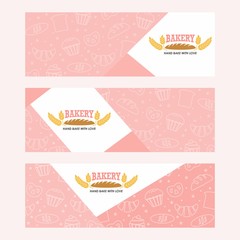 Hand drawn pink bakery banners Vector