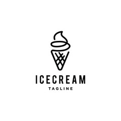 ice cream scoop logo icon in trendy cartoon line style 