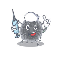 A nice nurse of articulavirales mascot design concept with a syringe