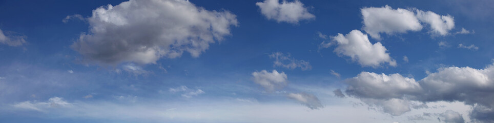 Blue sky with white clouds, natural backgrounds, panoramic sky