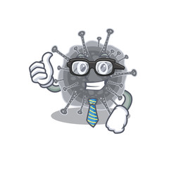 An elegant articulavirales Businessman mascot design wearing glasses and tie