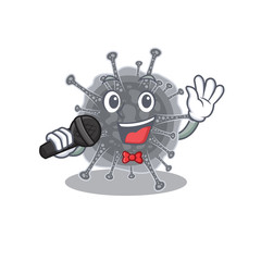 Talented singer of articulavirales cartoon character holding a microphone