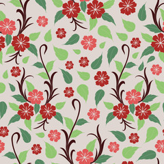 Vector colorful flower bunch with leafs seamless pattern background
