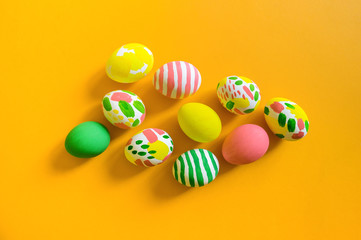 Painted Easter eggs. Watercolor paint.