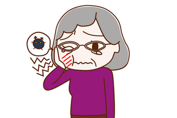 虫歯になってしまった高齢の女性