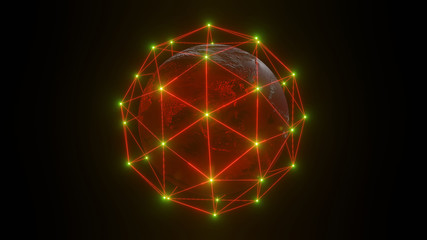 World and outbreak of Dangerous virus. COVID-19 Outbreak Background Design. 3D Protection world illustration. Protecting the world from Coronavirus. Elements of this image furnished by NASA.