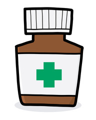 Drug bottle / cartoon vector and illustration, hand drawn style, isolated on white background.