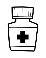 Obraz premium Drug bottle / cartoon vector and illustration, black and white, hand drawn, sketch style, isolated on white background.