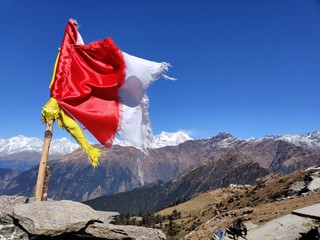 flags in the mountains