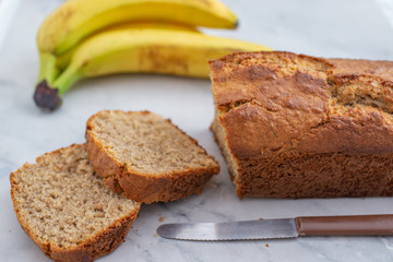 Healthy banana bread or cake for breakfast
