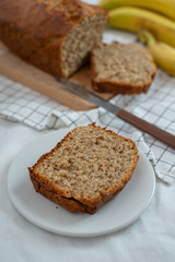 Fototapeta na wymiar Healthy banana bread or cake for breakfast