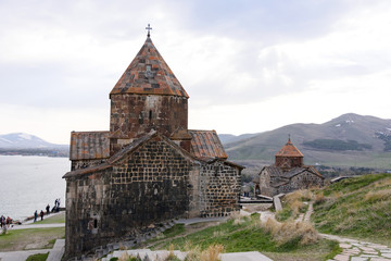 Fototapeta premium Sourp Arakelots. Sevanavank monastery on northwest coast of Lake Sevan, Gegharkunik province, Armenia