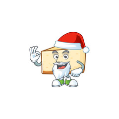 Friendly cheese cake Santa cartoon character design with ok finger